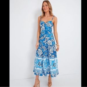 Farm Rio Full of Flowers Blue Midi Dress